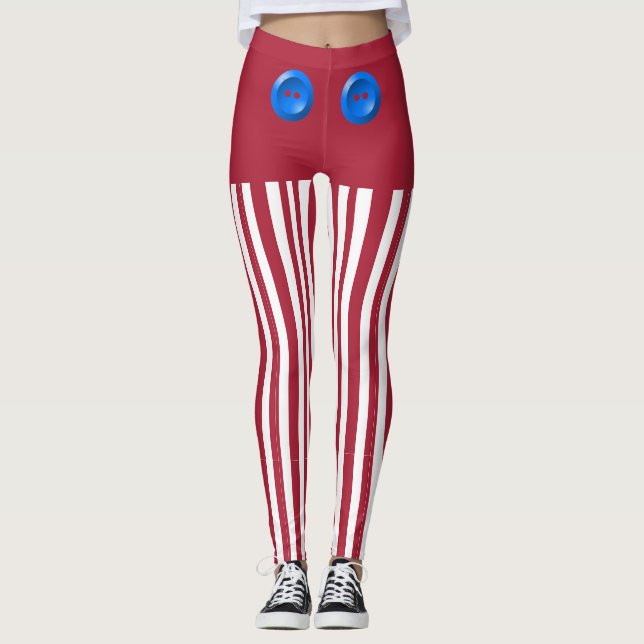 Legging Calças de Elfo Vermelhas e Brancas (Frente)