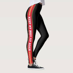 Legging Calças de esportes de Design de texto com faixas v