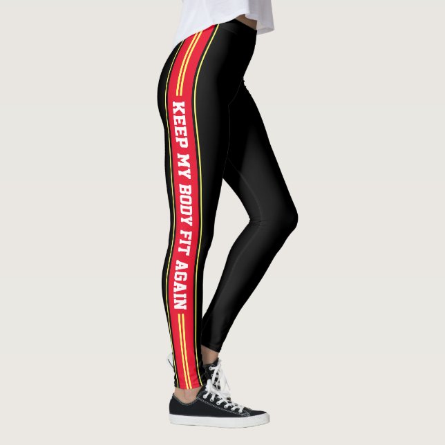 Legging Calças de esportes de Design de texto com faixas v (Direita)