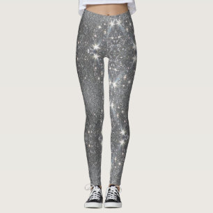 Legging Calças de estiramento de prata da dança do efeit