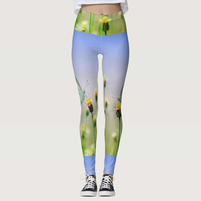 Legging Calças de ioga de borboleta primavera (Frente)