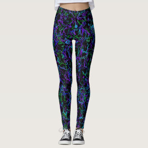 Legging Calças de ioga neon púrpura, azul, verde e preta