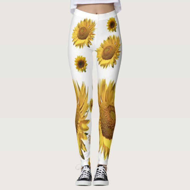 legging calças de malha girassóis (Frente)