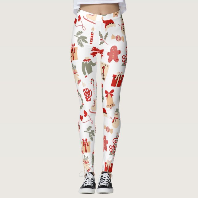 Legging Calças de Natal Festivas para Mulheres (Frente)