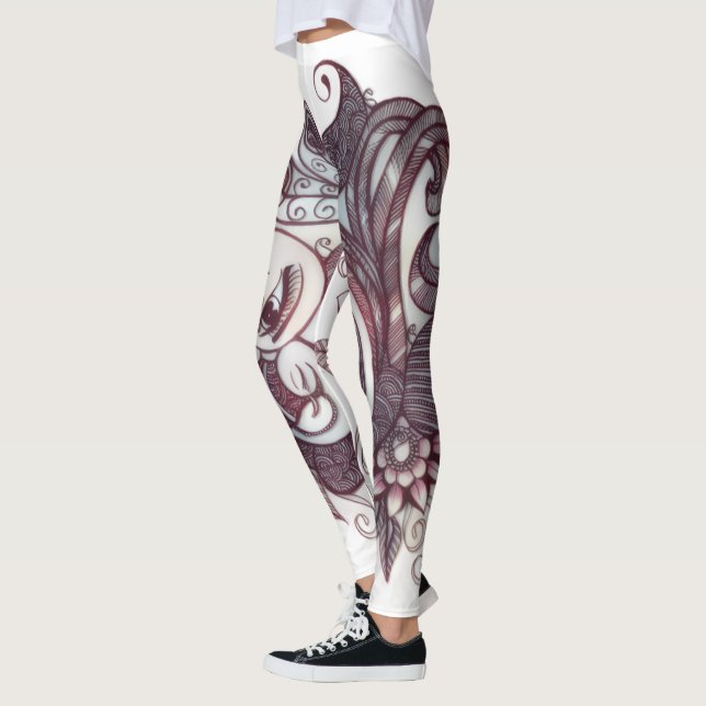 Legging calças de pena de henna (Esquerda)