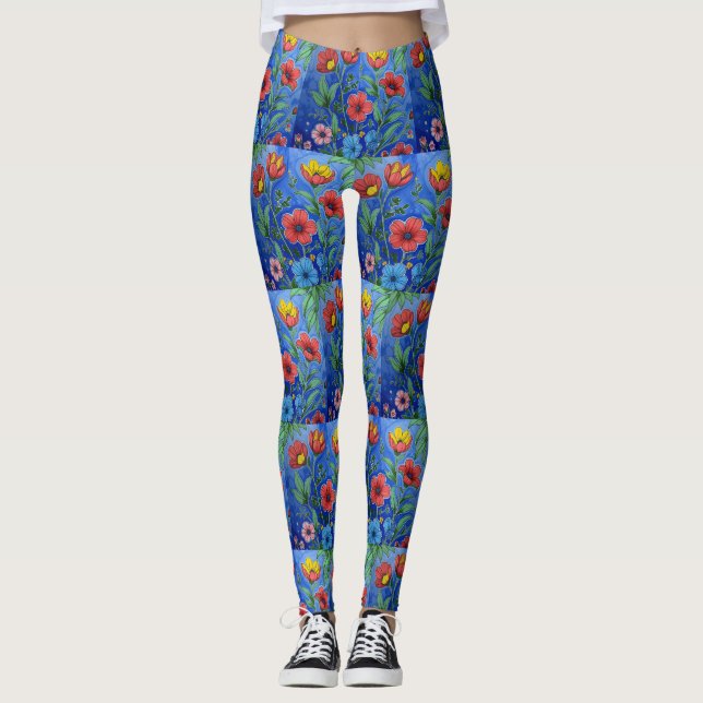 Legging Calças de yoga de campo de flores (Frente)