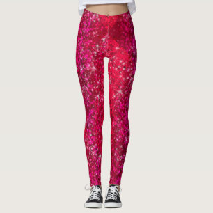 Legging Calças de Yoga de Íoga com Glitter Vermelho