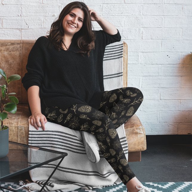 Legging Calças Douradas de Natal da Boêmia Negra (Criador carregado)