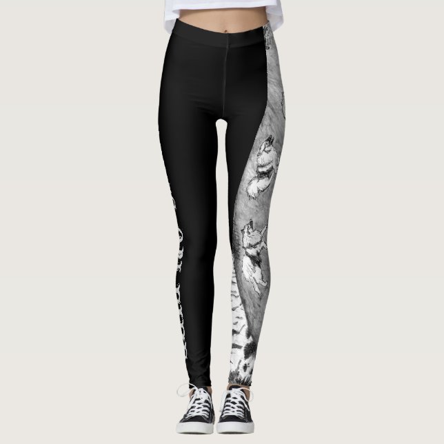 Legging Calças em caneleiras do Keeshond do fogo (Frente)