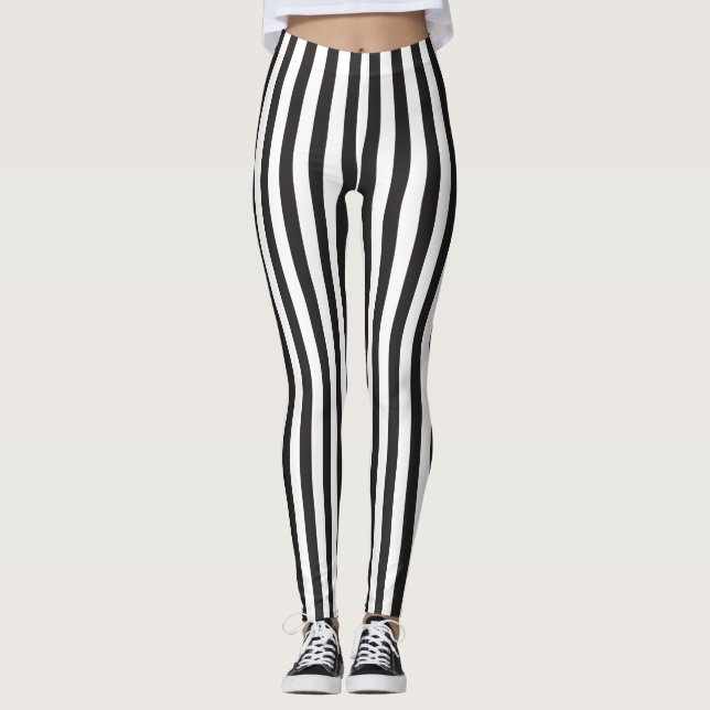 Legging Calças em forma de preto e branco. (Frente)