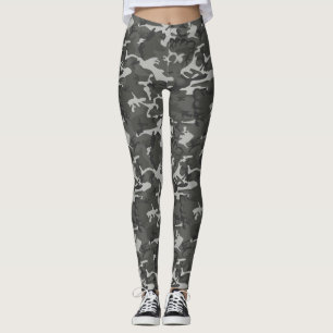 Legging Calças justas cinzentas e pretas de Camo