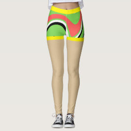 Legging Calções falsas mármore colorido l moda beige