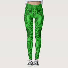 Legging Caleidoscópio celta do Fractal do verde do vintage