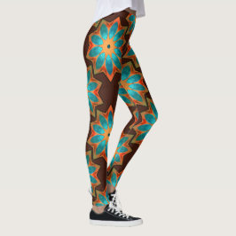 Legging Caleidoscópio circular numa mistura de madeira e c