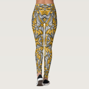 Legging Caleidoscópio de prata Dourado do vintage do metal