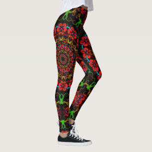 Legging Caleidoscópio Flores Fractais de Hibisco