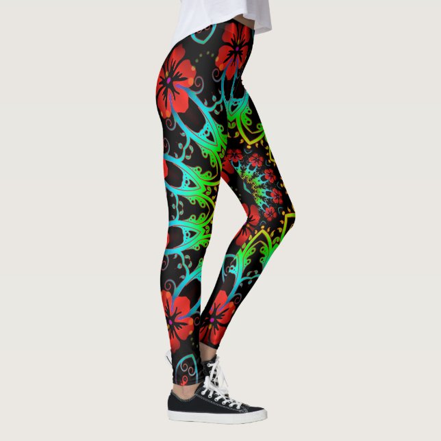 Legging Caleidoscópio Fractal Hibiscus Flores II (Direita)