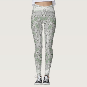 Legging Caleidoscópio Fractal Mandala - cinza verde