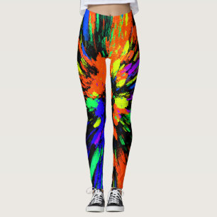 Legging Caleidoscópio Laranja Azul Púrpura Amarelo