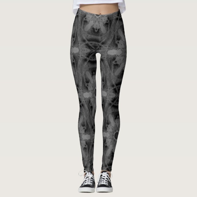 Legging caleidoscópio padrão preto e branco (Frente)