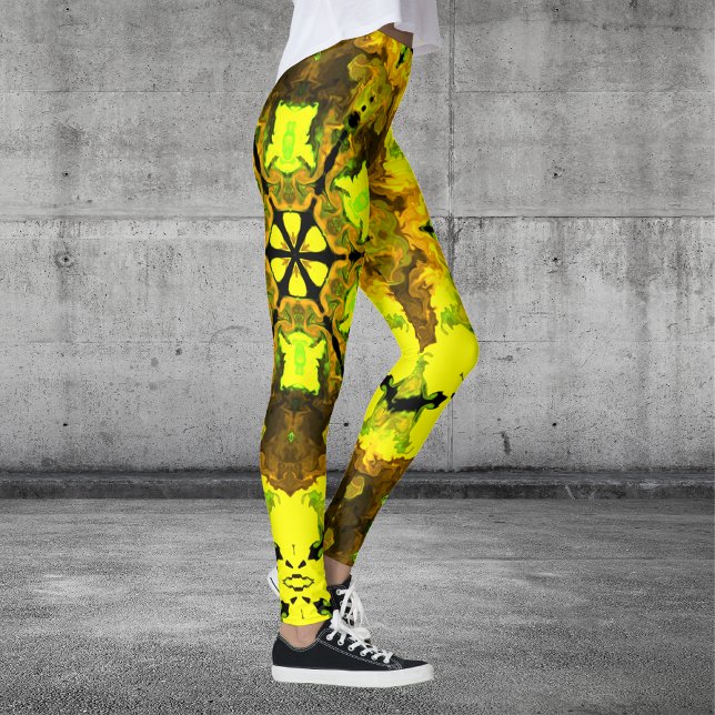 Legging Caleidoscópio Psicodélico Flor Amarelo e Verde (Criador carregado)