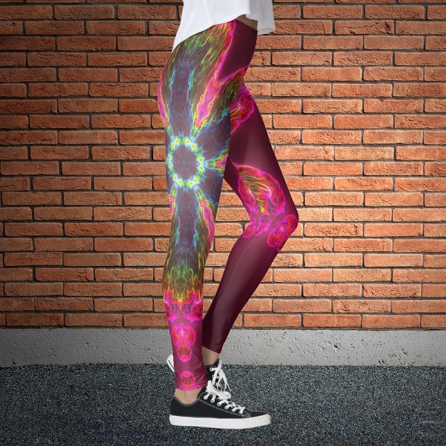 Legging Caleidoscópio Psicodélico Flor Verde e Rosa (Criador carregado)