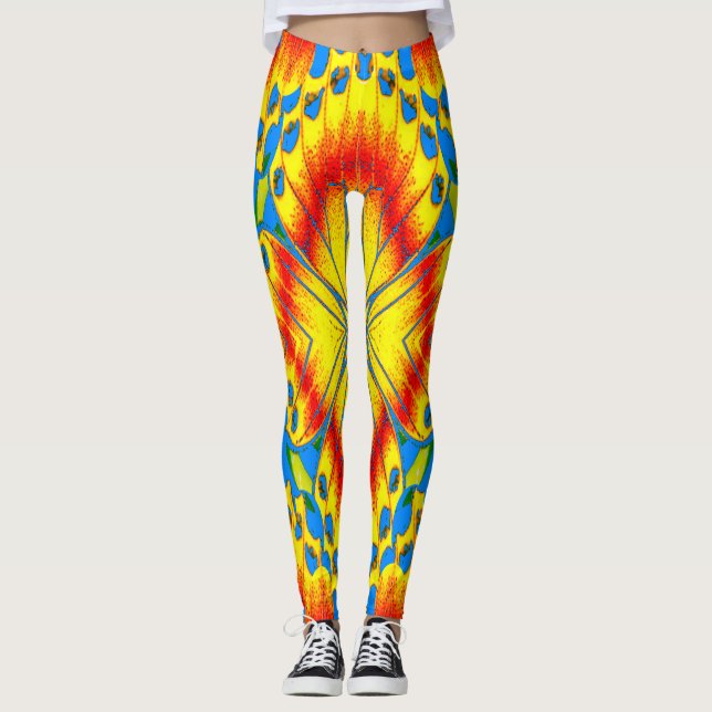 Legging Caleidoscópio Radioso de Flor Tropical (Frente)