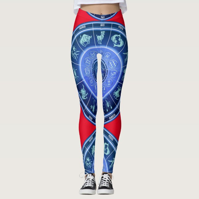 Legging Calendário de Astrologia de Sinal Sun Zodiac Thund (Frente)