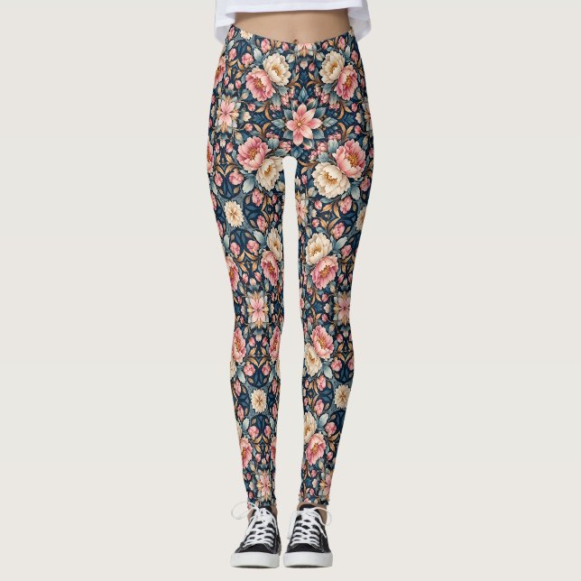 Legging Calidoscópio Floral Moderno Simétrico (Frente)