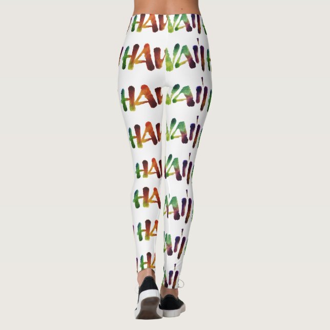 Legging Caligrafia Havaí tropical da rotulação da mão de (Verso)