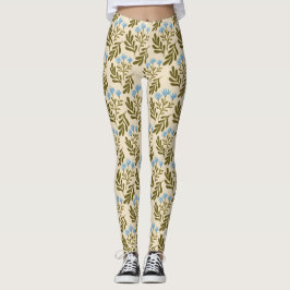 Legging  Calm and Natural: Blue Flower Seamless Pattern