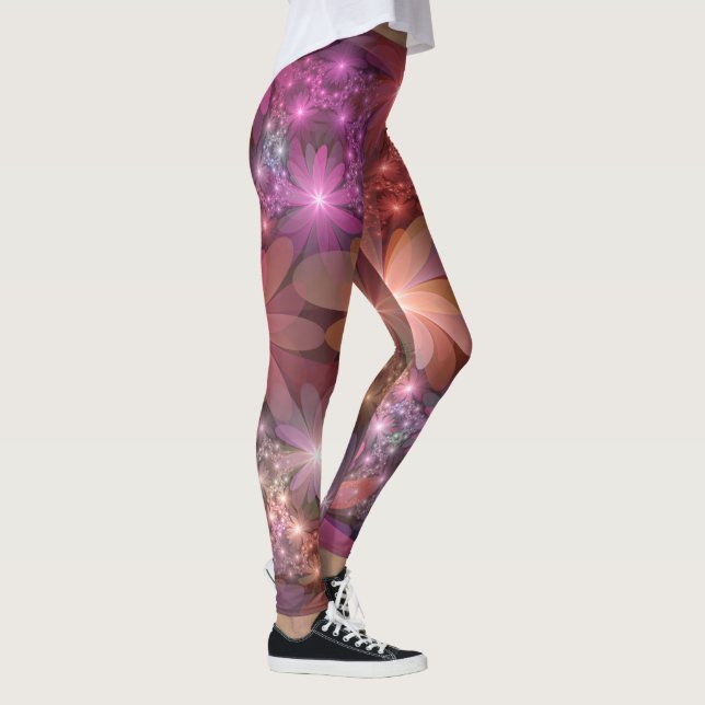 Legging Cama De Flores Colorida Abstrata Arte Fractal Bril (Direita)