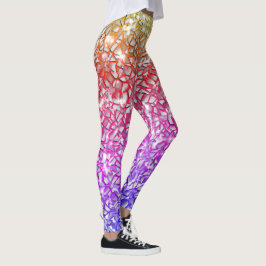 Legging Camadas de mosaico em laranja bruto até lilás e fa