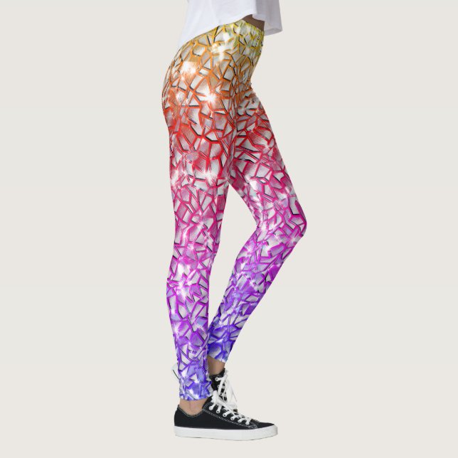 Legging Camadas de mosaico em laranja bruto até lilás e fa (Direita)