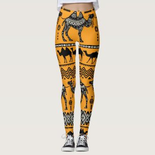 Legging Camelos Ilustração de Padrão Invisível Design.