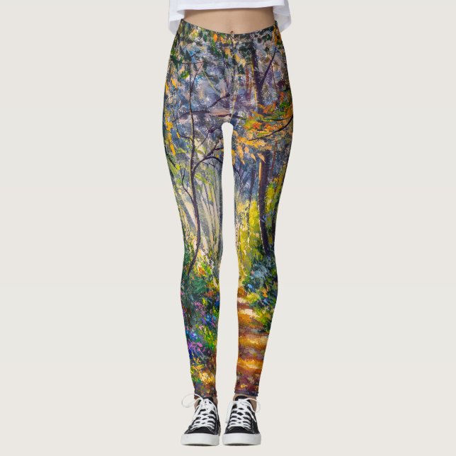 Legging Caminho do Impressionismo: Aquarela da Floresta Su (Frente)