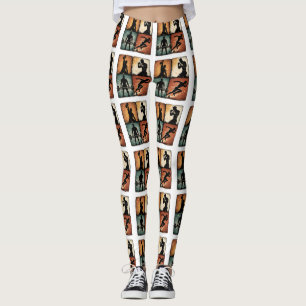 Legging Camiseta de Treino Vintage Fitness Silhouette Grid