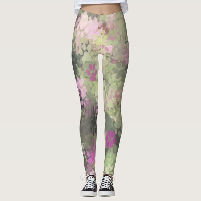 Legging Camo de Paw Rosa e Verde (Frente)