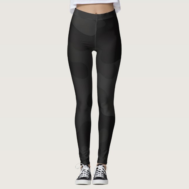 Legging Camo Preto Profundo Elegante Tons de Carvão Escuro (Frente)