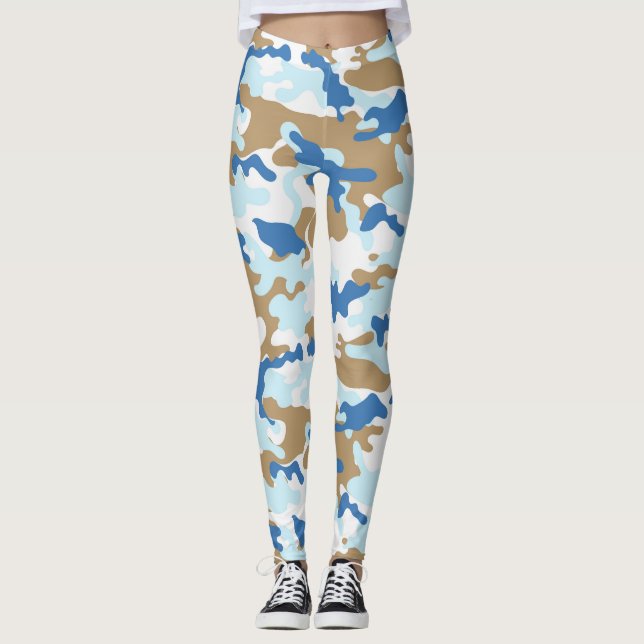 Legging Camouflage azul e bege (Frente)