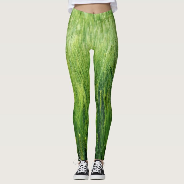 Legging Campo de cevada verde, primavera. (Frente)