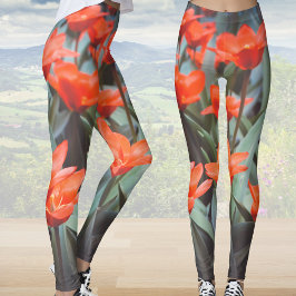 Legging Campo de tulipa vermelha