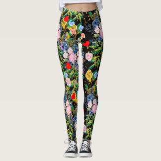 Legging Campo preto de rosas suaves| rosas