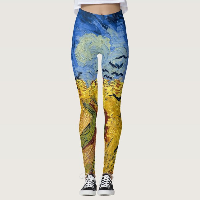 Legging Campos de Trigo de Van Gogh pintura impressionista (Frente)