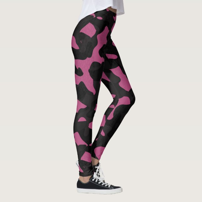 Legging Camuflagem abstrata rosa e preta texturizada (Direita)