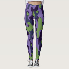 Legging Camuflagem abstrata verde roxo e azul