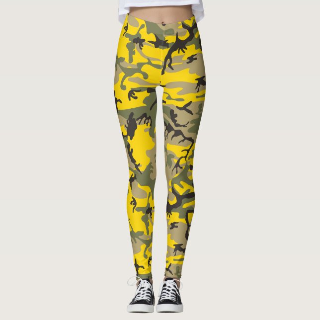 Legging Camuflagem Amarela e Verde, Militar, Exército (Frente)