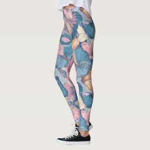 Legging Camuflagem de Borboleta com Brilho para Treino de