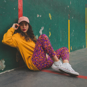 Legging Camuflagem de outono de cor laranja magenta