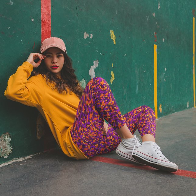 Legging Camuflagem de outono de cor laranja magenta (Criador carregado)